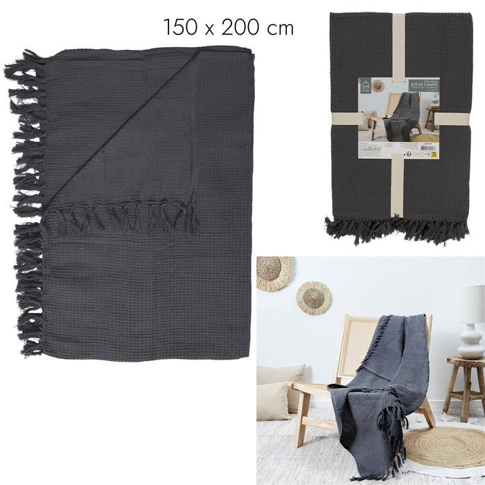 WAFFLE SOFA SET ANTHRACITE GREY 150X200CM M6