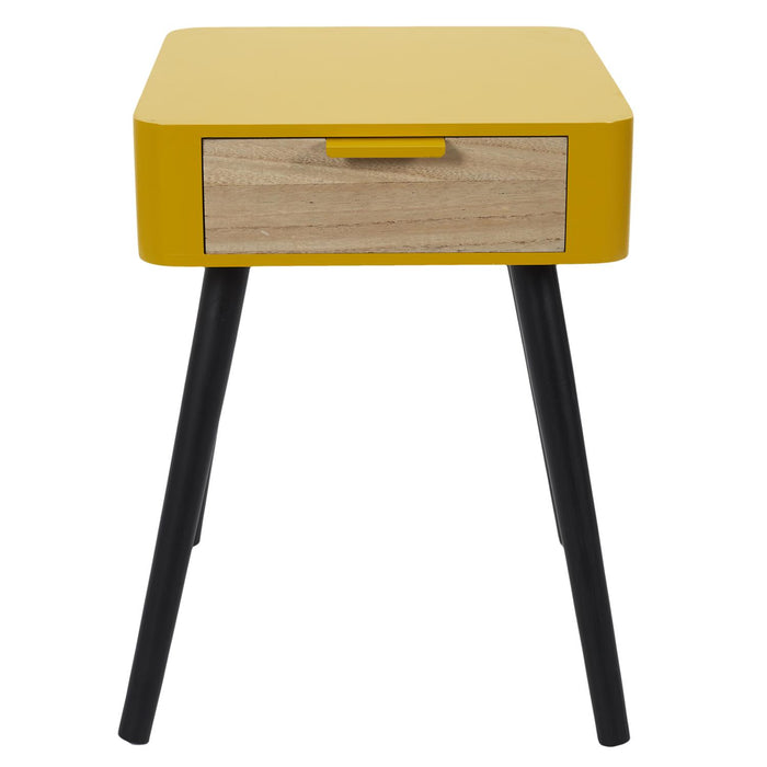 BEDSIDE DRAWER IN YELLOW MUSTARD WOOD