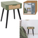 KHAKI GREEN WOOD DRAWER 1 BEDSIDE