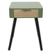 KHAKI GREEN WOOD DRAWER 1 BEDSIDE