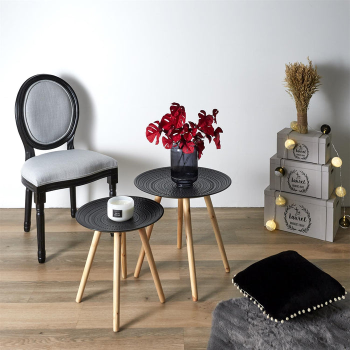 ROUND TRUNDLE TABLE EMBOSSED BLACK X2