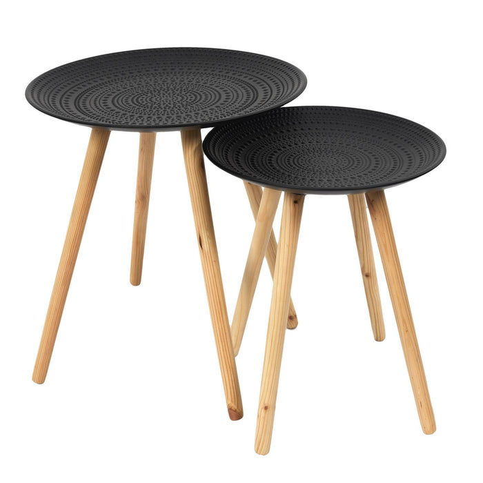 ROUND TRUNDLE TABLE EMBOSSED BLACK X2