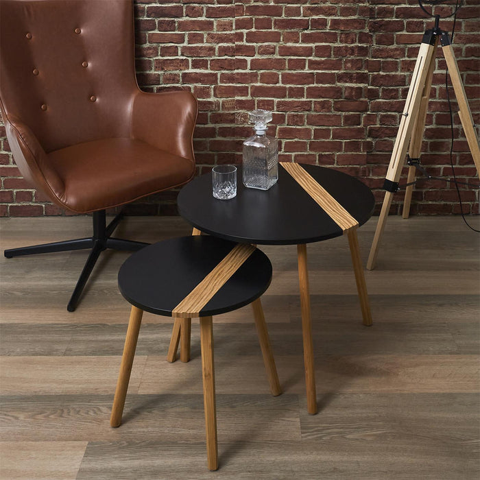 DUAL COLOR EMBOSSED BLACK X2 TRUNDLE TABLE