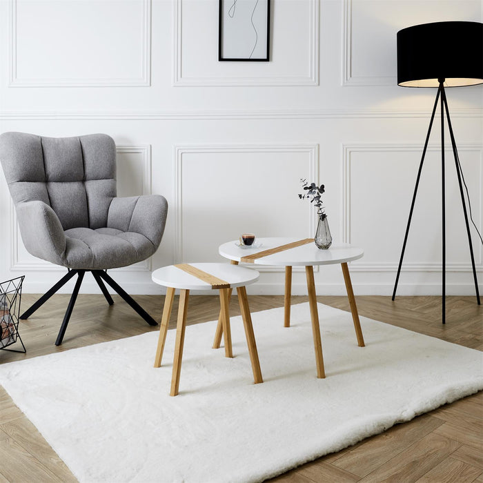 TWOTONE EMBOSSED WHITE X2 TRUNDLE TABLE