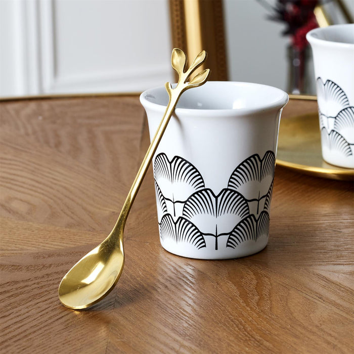 TEA SPOONS  GOLD LEAF DESIGN X4