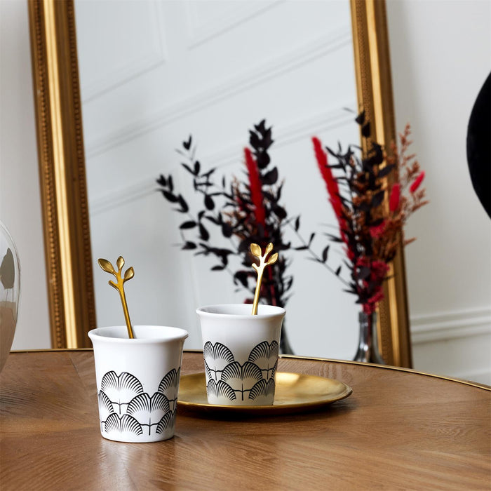 TEA SPOONS  GOLD LEAF DESIGN X4