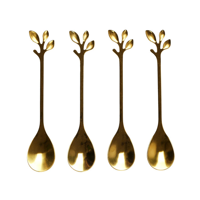TEA SPOONS  GOLD LEAF DESIGN X4