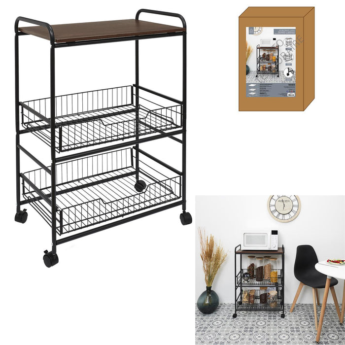 TABLE WITH DOLLIES AND 2 DRAWERS