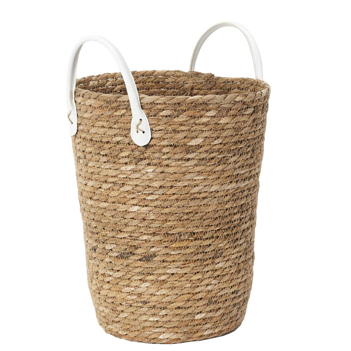 BASKET BRAID HANDLES IMITATION LEATHER X3