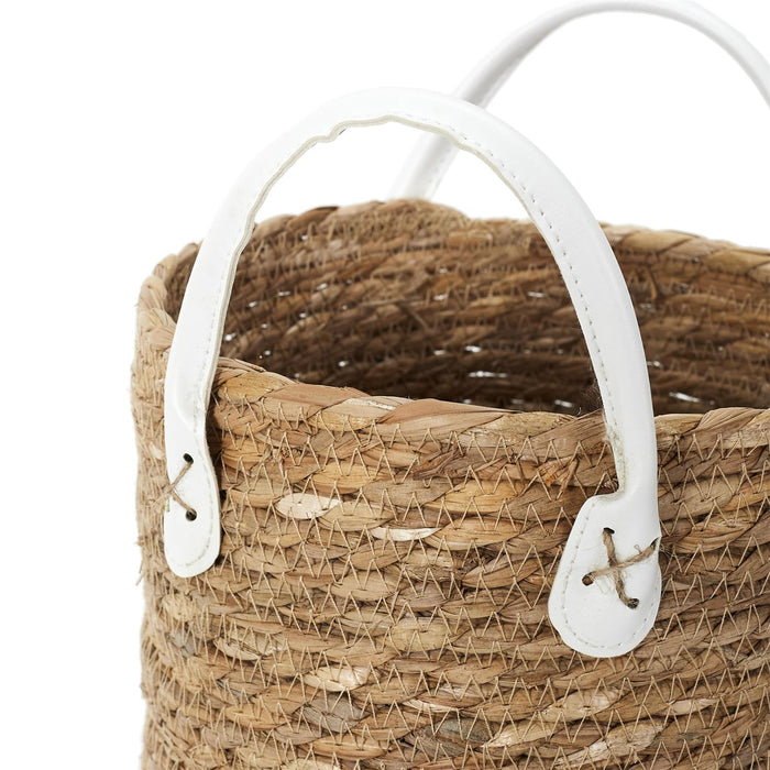 BASKET BRAID HANDLES IMITATION LEATHER X3