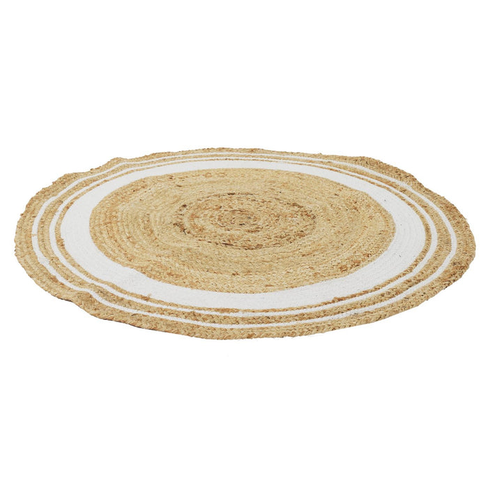 ROUND RUG JUTE WHITE COTTON 90CM