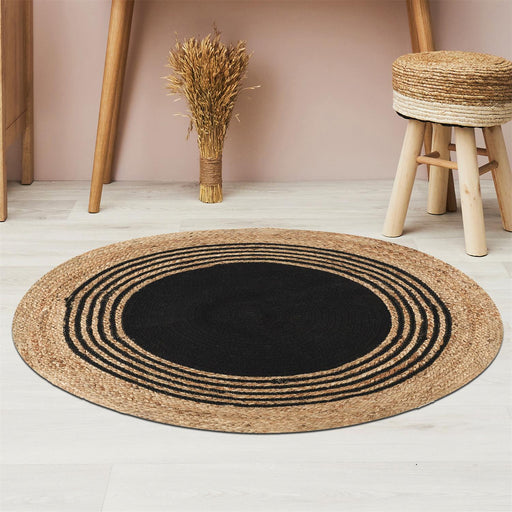 ROUND RUG JUTE COTTON BLACK 90CM