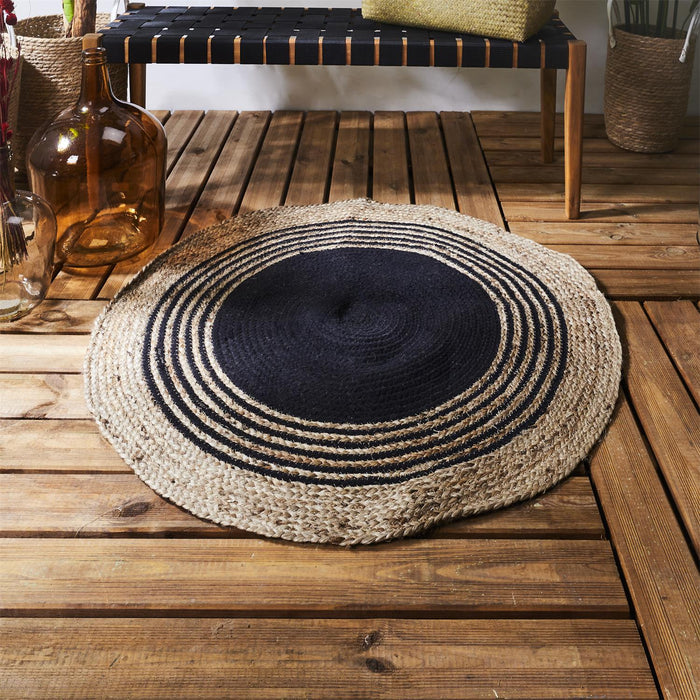 ROUND RUG JUTE COTTON BLACK 90CM