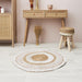 ROUND JUTE CARPET PRINTED WHITE 90CM