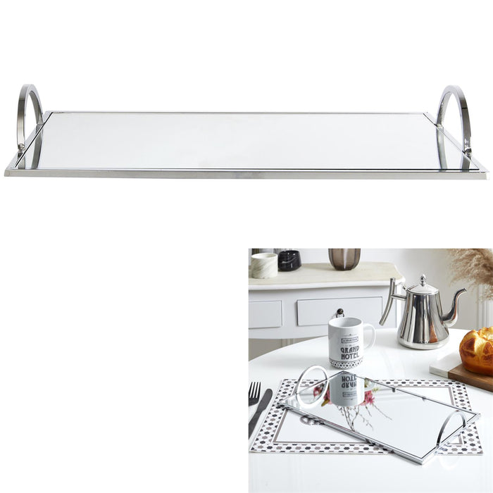 SILVER MIRROR SERVING TRAY 35X20CM M6