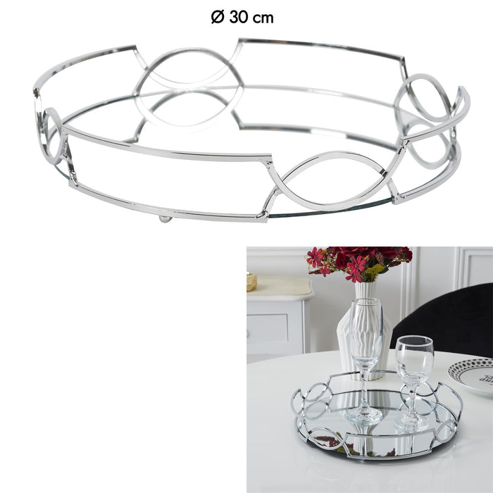 SILVER MIRROR TRAY D30CM M6