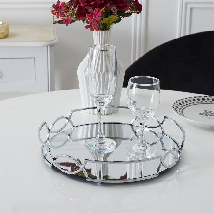 SILVER MIRROR TRAY D30CM M6