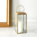 GILDED METAL LANTERN AND GLASS H30CM