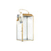 GILDED METAL LANTERN AND GLASS H30CM