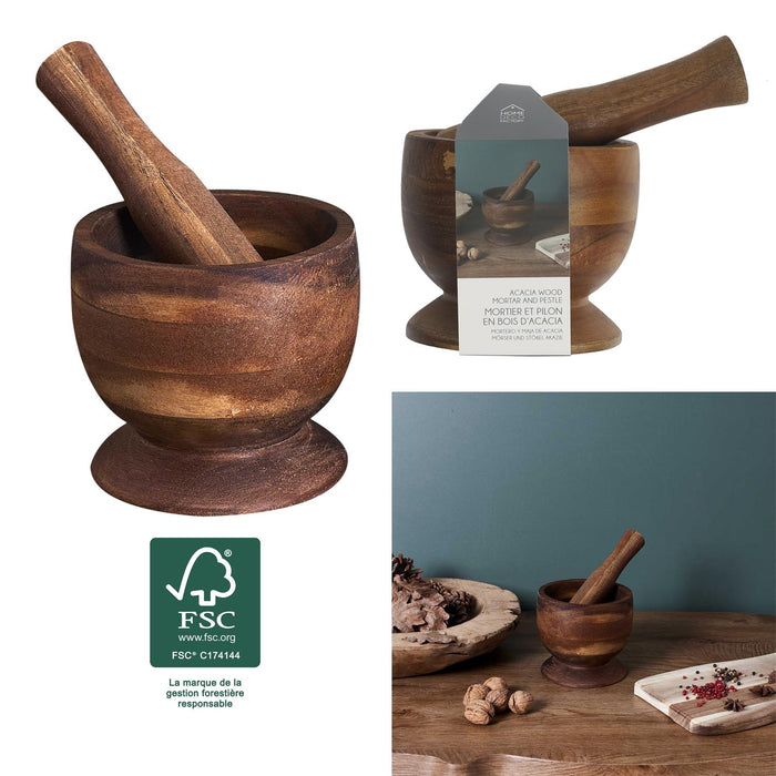 ACACIA MORTAR AND PESTLE D12CM
