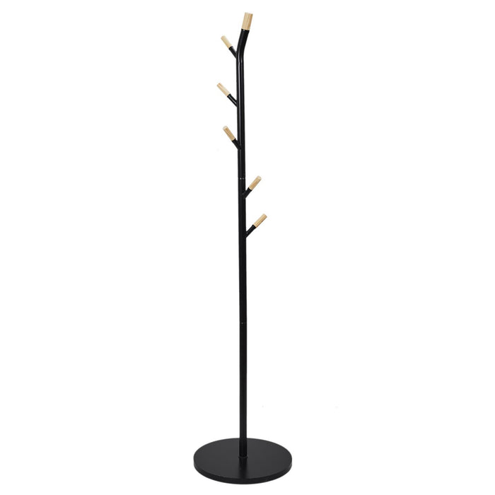 METAL COAT RACK BLACK AND WOOD