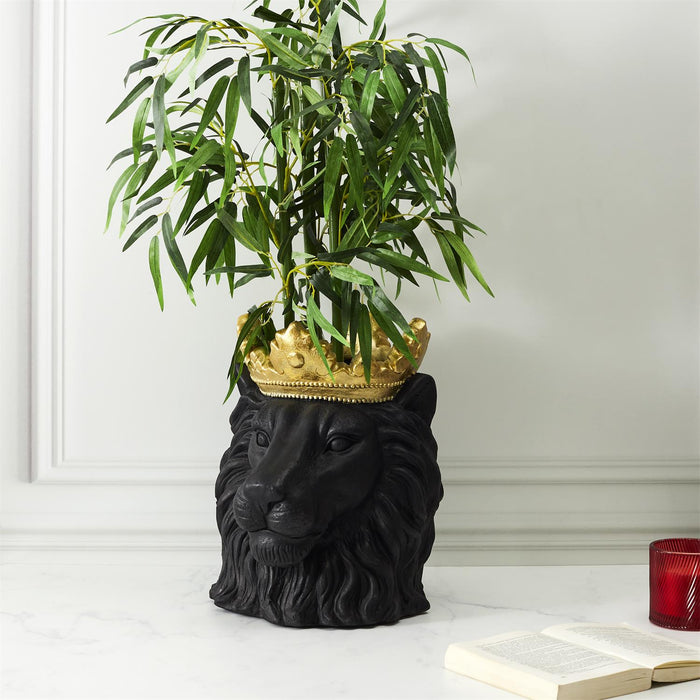 BLACK LION POT HOLDER GOLDEN CROWN D16CM