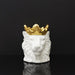 POT COVER LION WHITE GOLD CROWN D16CM