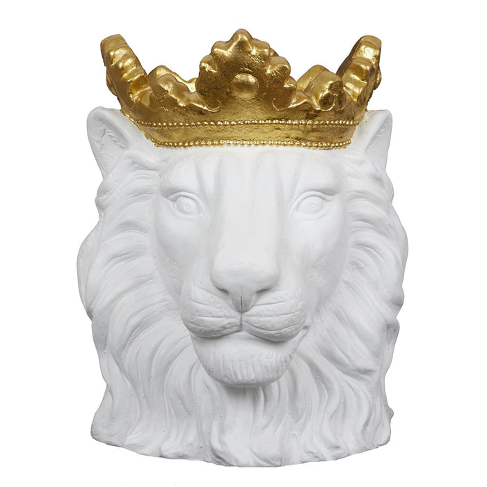 POT COVER LION WHITE GOLD CROWN D16CM