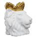 POT COVER LION WHITE GOLD CROWN D16CM