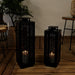 METAL LANTERN OPENWORK BLACK X2