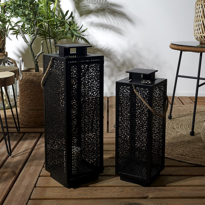 METAL LANTERN OPENWORK BLACK X2