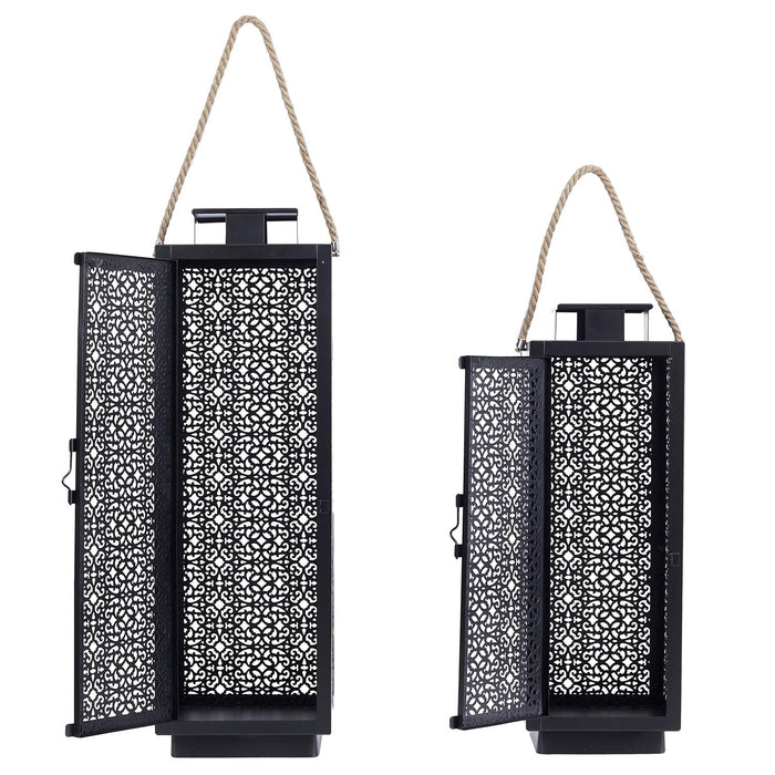METAL LANTERN OPENWORK BLACK X2