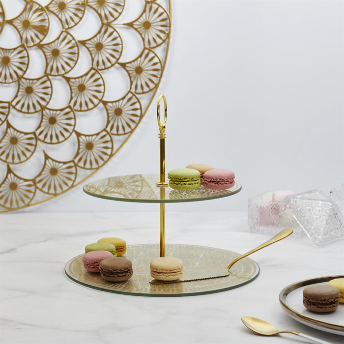 GLASS TRAY 2 SHELVES DIA25CM