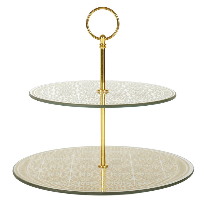 GLASS TRAY 2 SHELVES DIA25CM