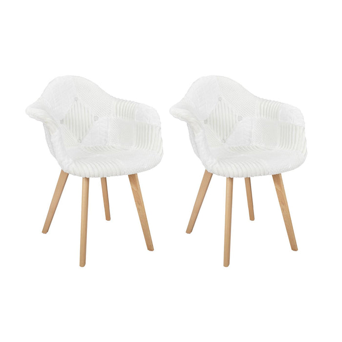 PATCHWORK WHITE SCANDINAVIAN ARMCHAIR