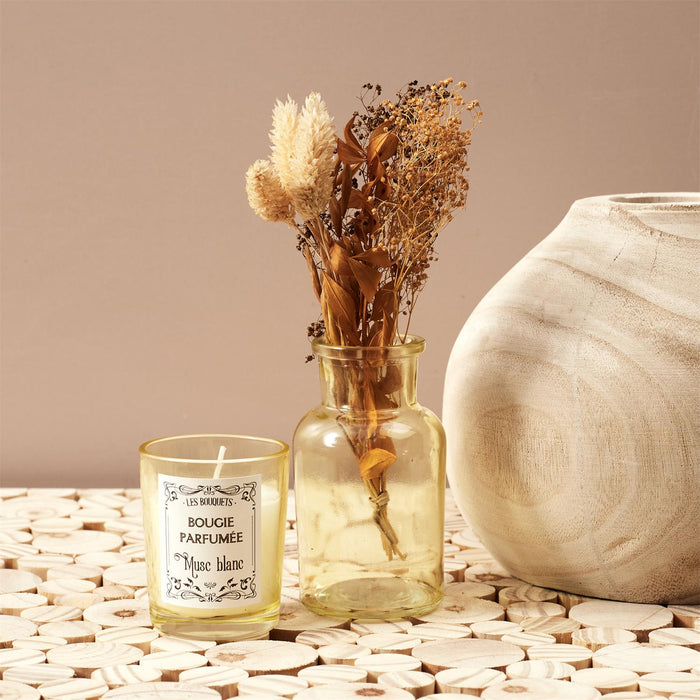 1 piece - SCENTED CANDLE AND DRIED FLOWERS - for color option contact us on 03 46 45 47