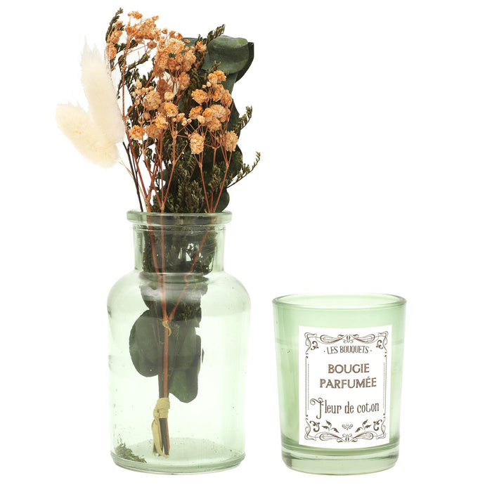 1 piece - SCENTED CANDLE AND DRIED FLOWERS - for color option contact us on 03 46 45 47