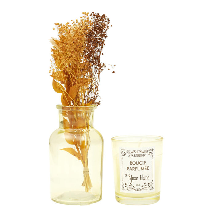 1 piece - SCENTED CANDLE AND DRIED FLOWERS - for color option contact us on 03 46 45 47