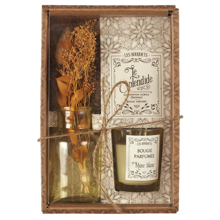 1 piece - SCENTED CANDLE AND DRIED FLOWERS - for color option contact us on 03 46 45 47