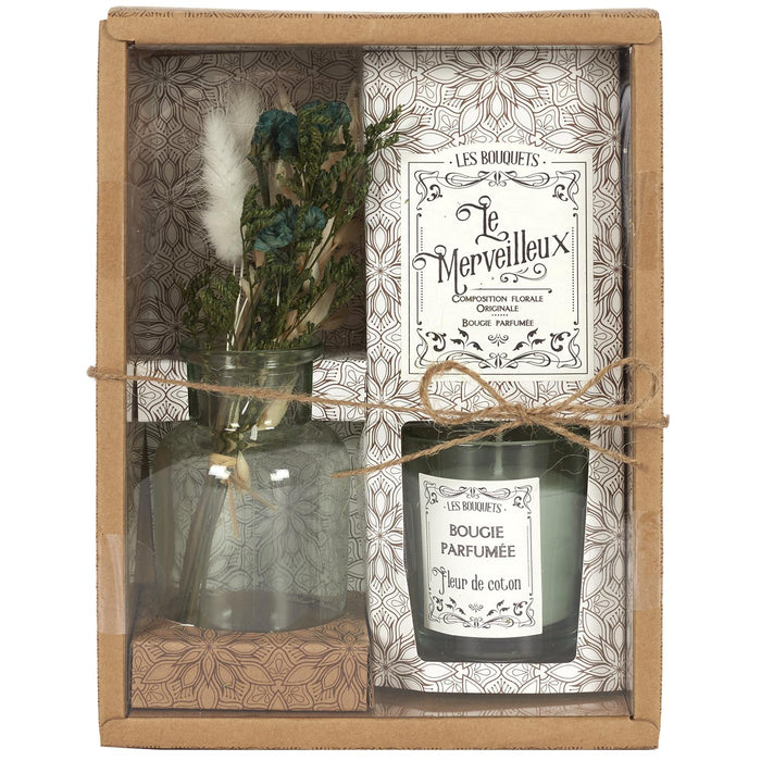 1 piece - SCENTED CANDLE AND DRIED FLOWERS - for color option contact us on 03 46 45 47