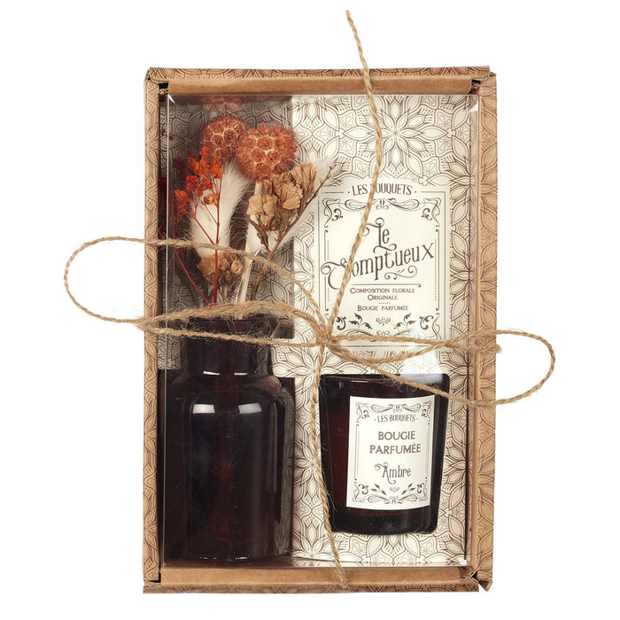 1 piece - SCENTED CANDLE AND DRIED FLOWERS - for color option contact us on 03 46 45 47
