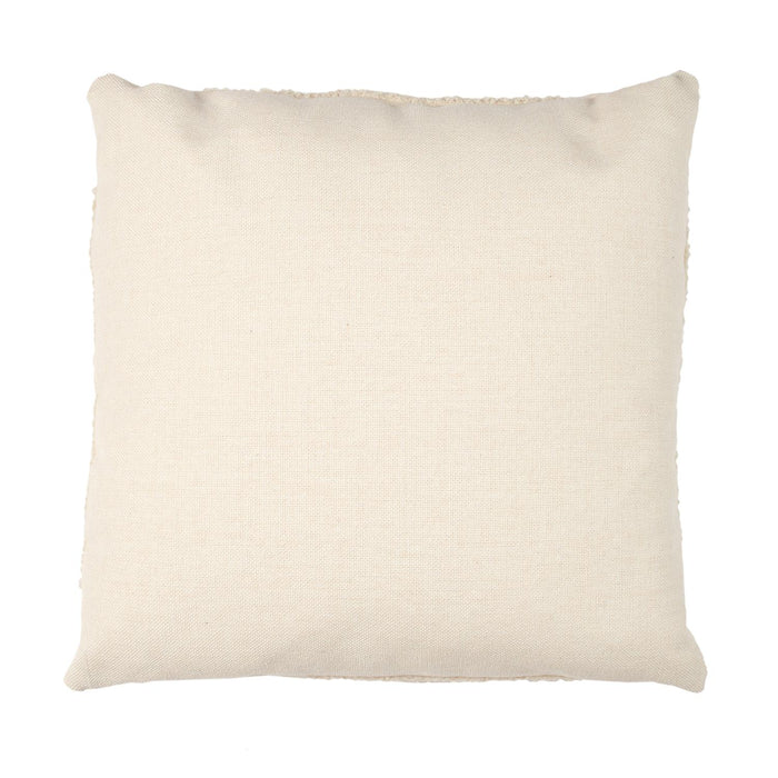 BEIGE WHITE TUFTED CUSHION WITH POMPONS 40X40CM