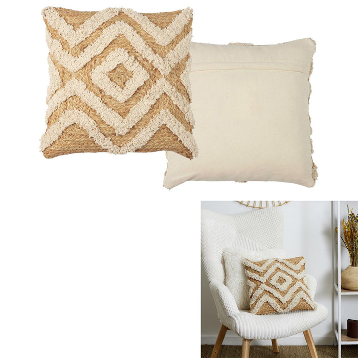 JUTE AND COTTON TUFTED CUSHION 40X40CM