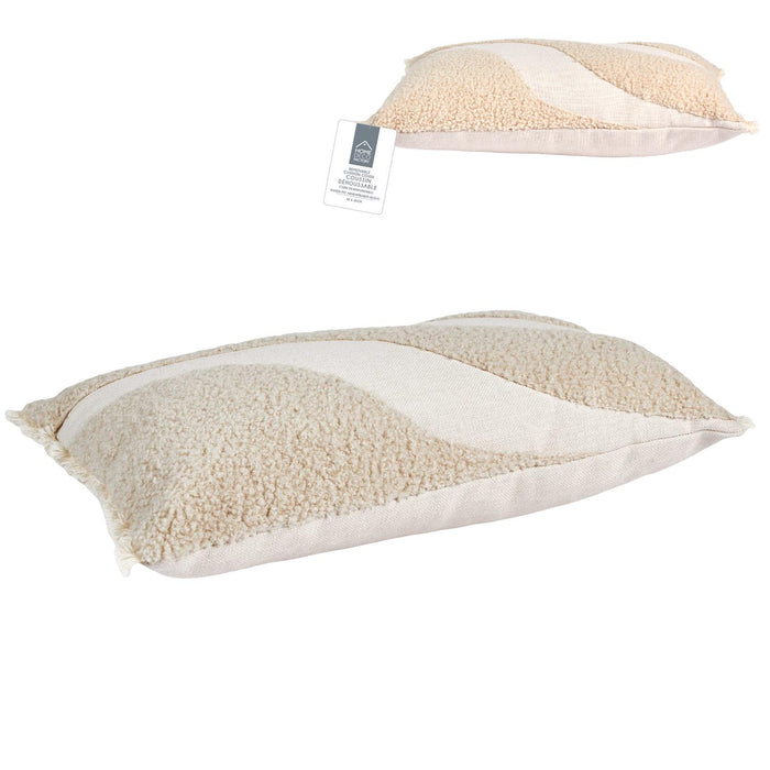 BEIGE AND WHITE BOUCLETTE CUSHION 30X50CM