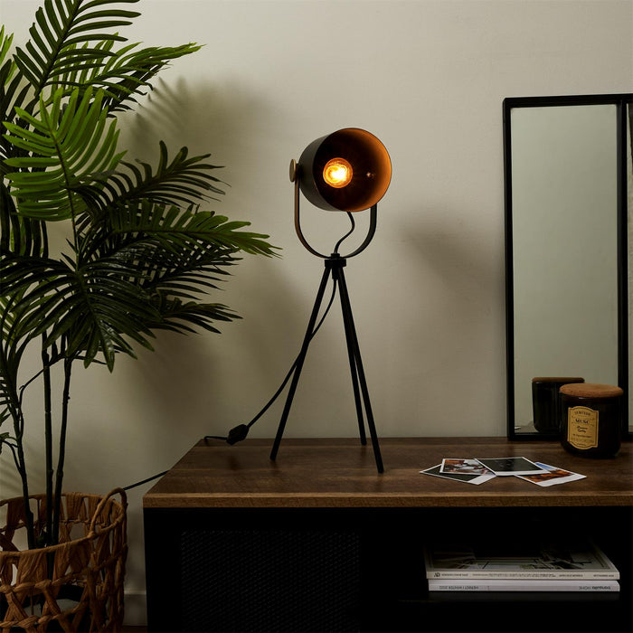 LAMP INDUS METAL BLACK