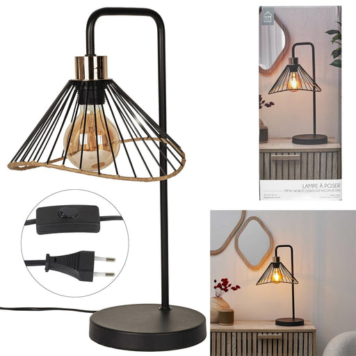 LAMP BLACK AND RATTAN