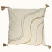 BEIGE AND WHITE CUSHION WITH POMPONS 40X40CM M8