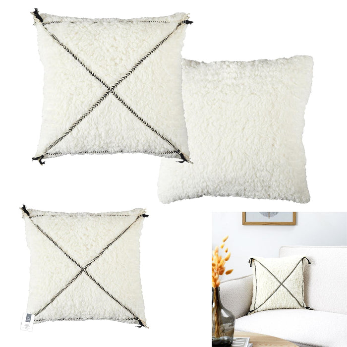 SHERPA CUSHION WHITE BRAID PATTERN 40X40CM
