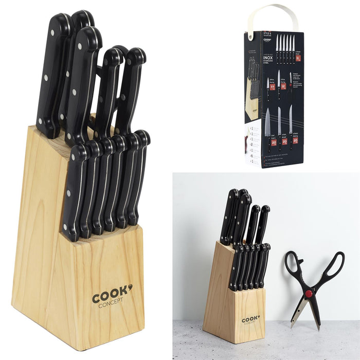 BLOCK OF 11 KNIVES AND A PAIR OF SCISSORS M6