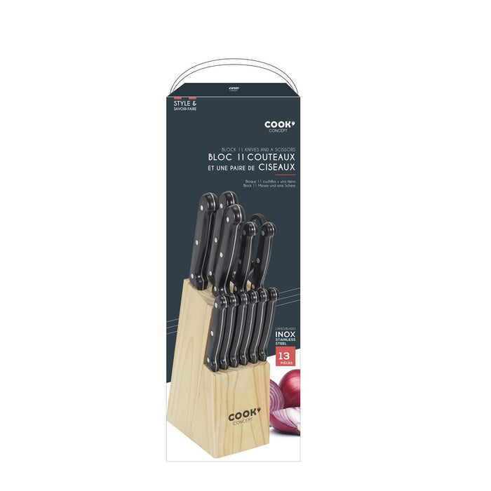 BLOCK OF 11 KNIVES AND A PAIR OF SCISSORS M6